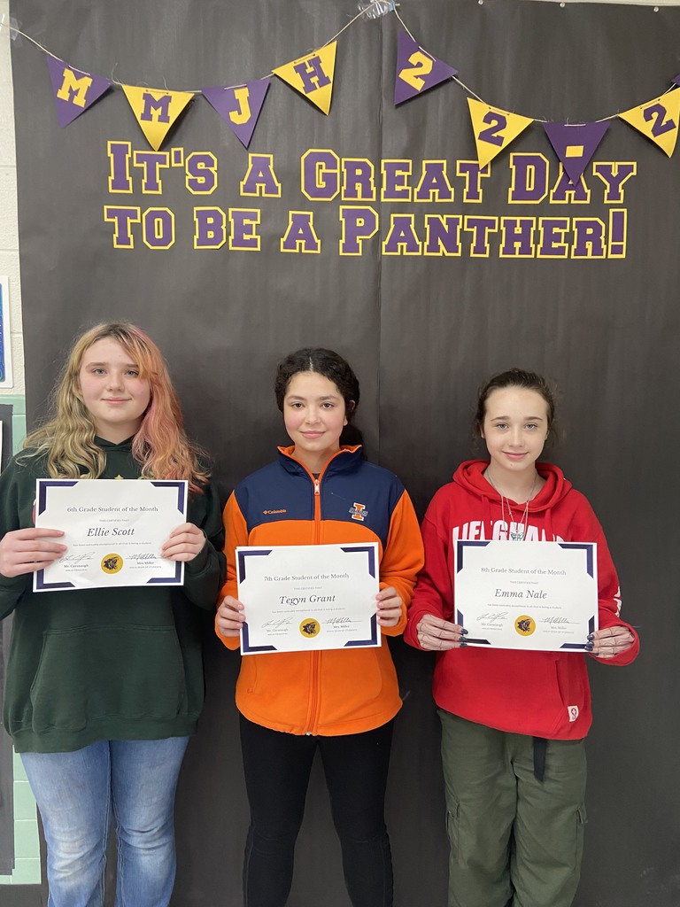 Word of the month is "Courage"  Students Ellie Scott, Tegyn Grant, and Emma Nale.